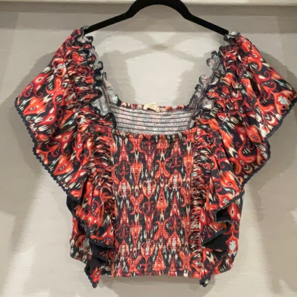 Anthropology- Let me Be cotton pullover ruffle shirt